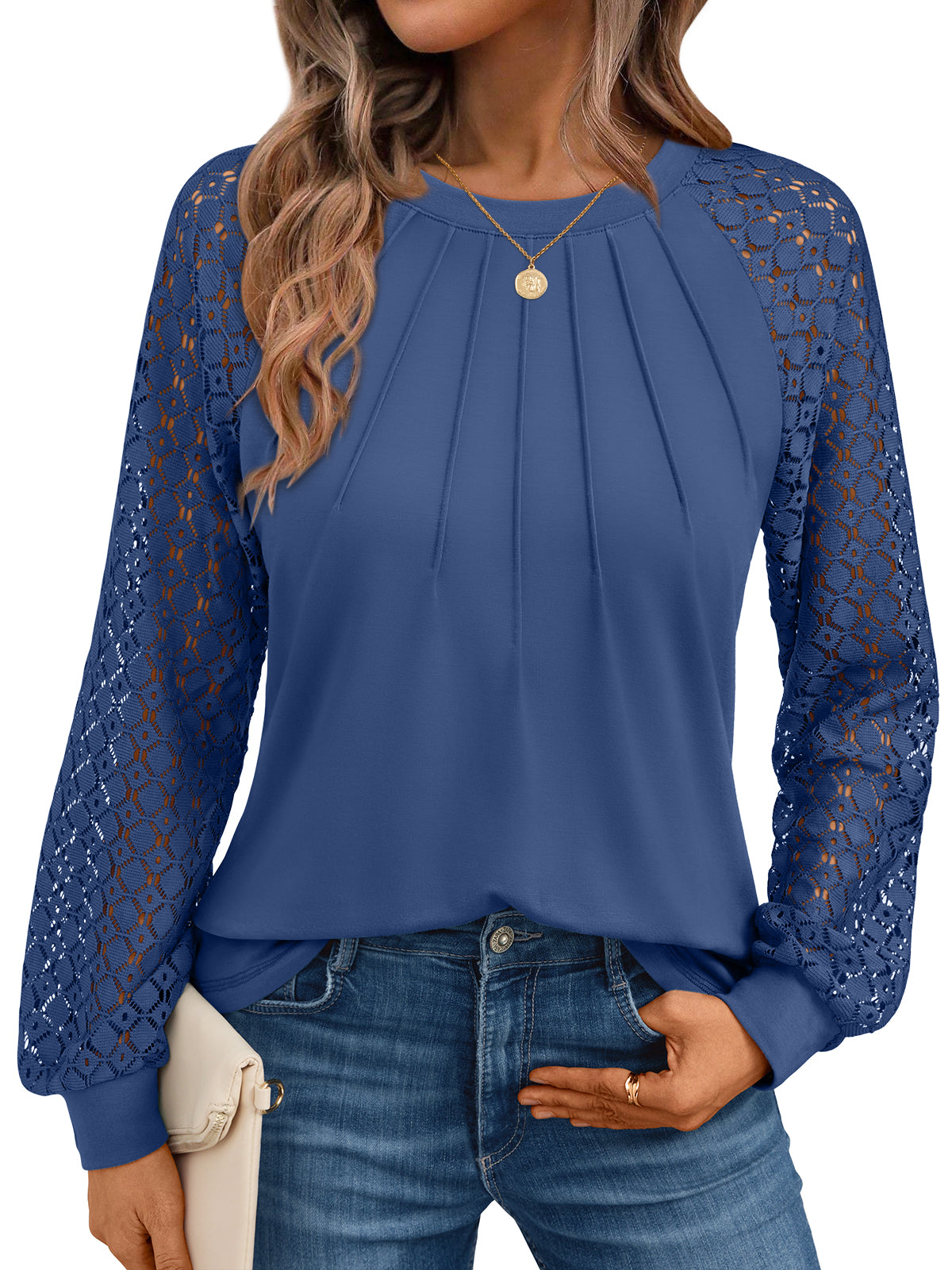 Navy lace top