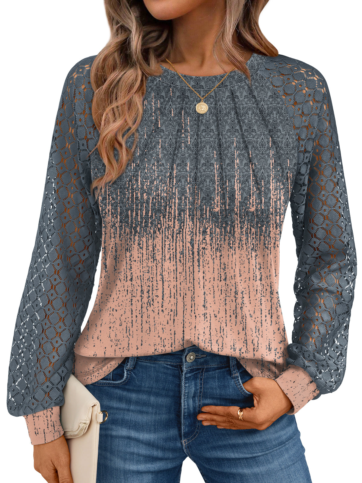 O Grey lace top