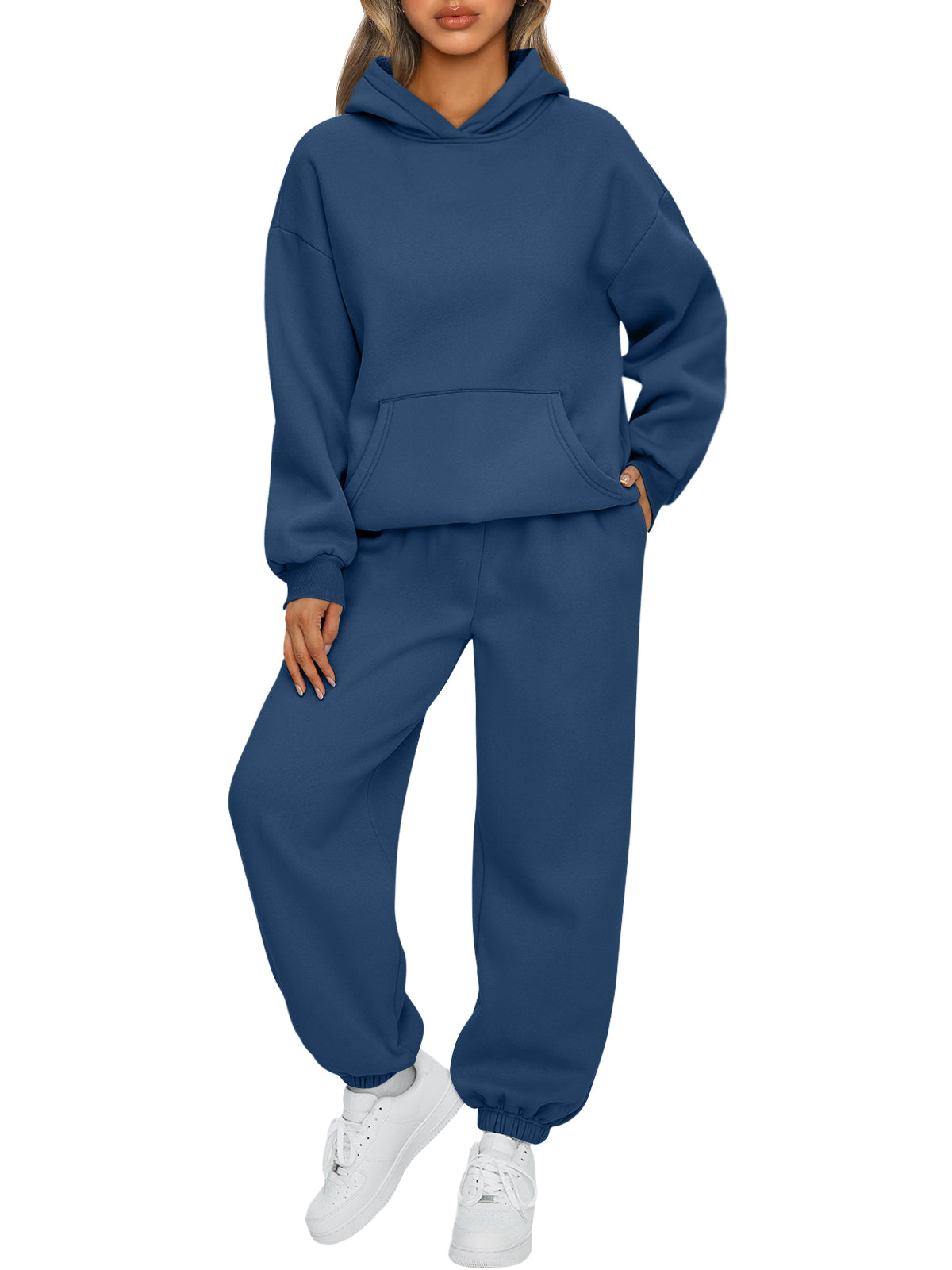 AUTOMET Womens 2 Piece Lounge Sweat Sets Fall Fashion Matching Sweatsuits
Oversized Hoodies,Kangaroo Pocket,Drop Shoulder,Side Pockets Sweatpants
