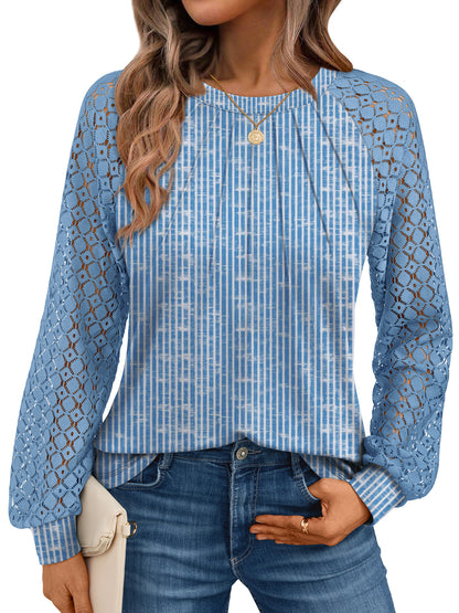 White Blue lace top