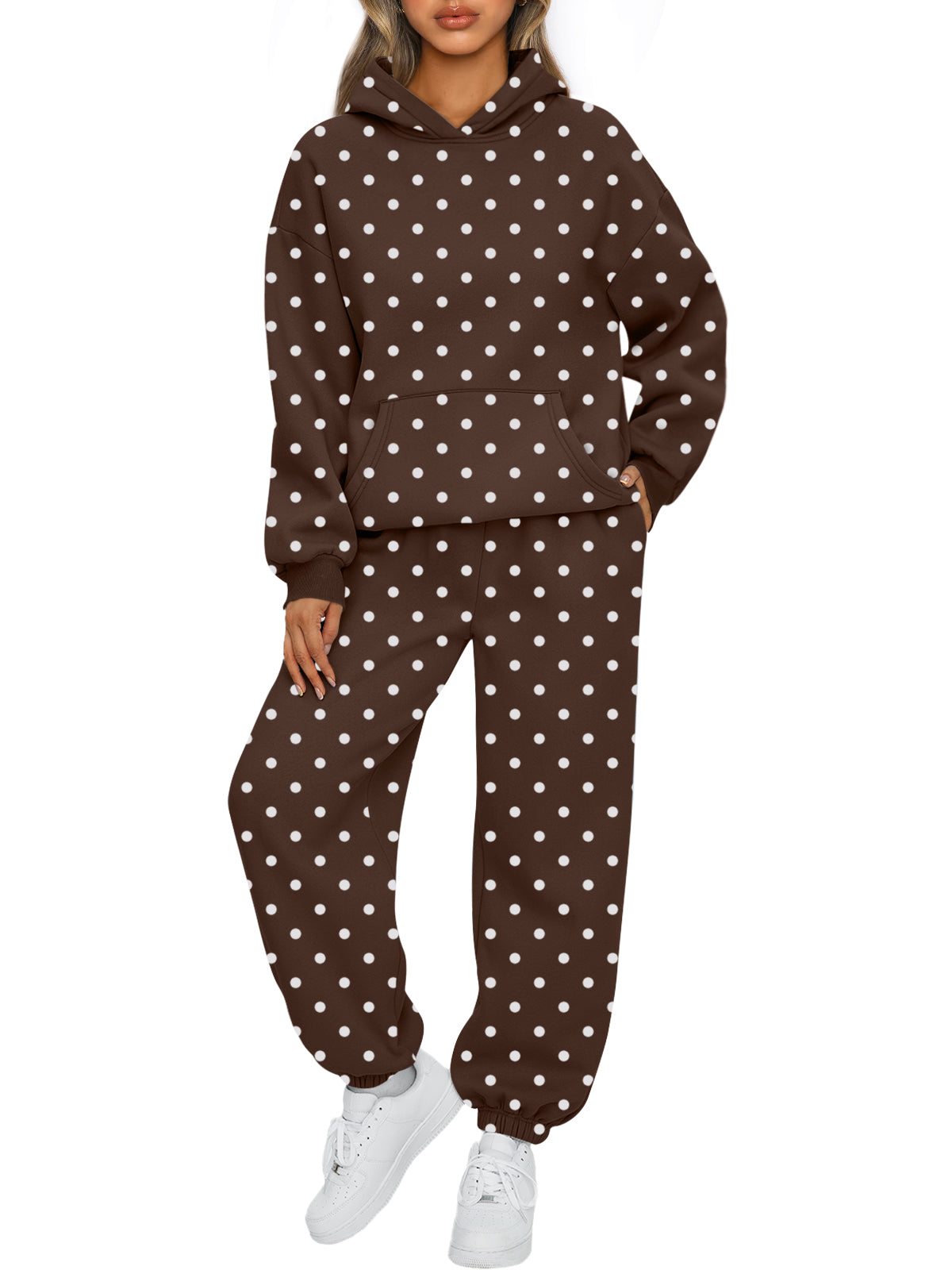 AUTOMET Womens 2 Piece Lounge Sweat Sets Fall Fashion Matching Sweatsuits
Oversized Hoodies,Kangaroo Pocket,Drop Shoulder,Side Pockets Sweatpants
