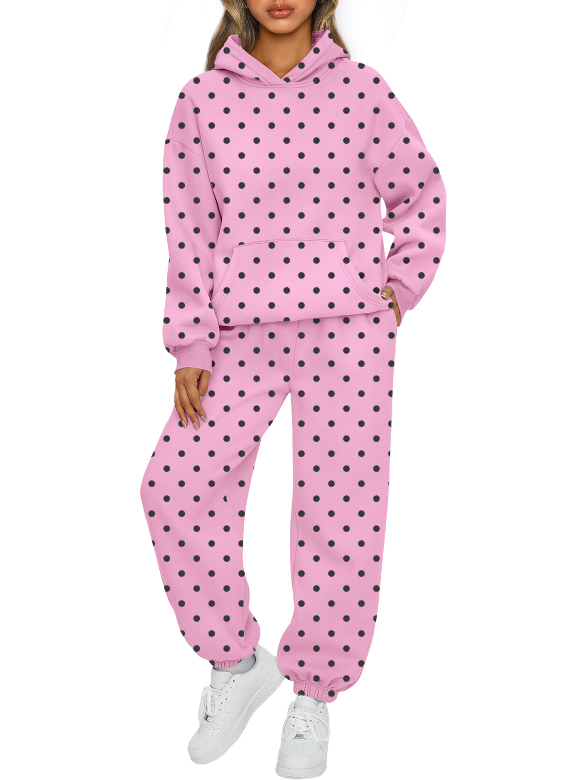 AUTOMET Womens 2 Piece Lounge Sweat Sets Fall Fashion Matching Sweatsuits
Oversized Hoodies,Kangaroo Pocket,Drop Shoulder,Side Pockets Sweatpants