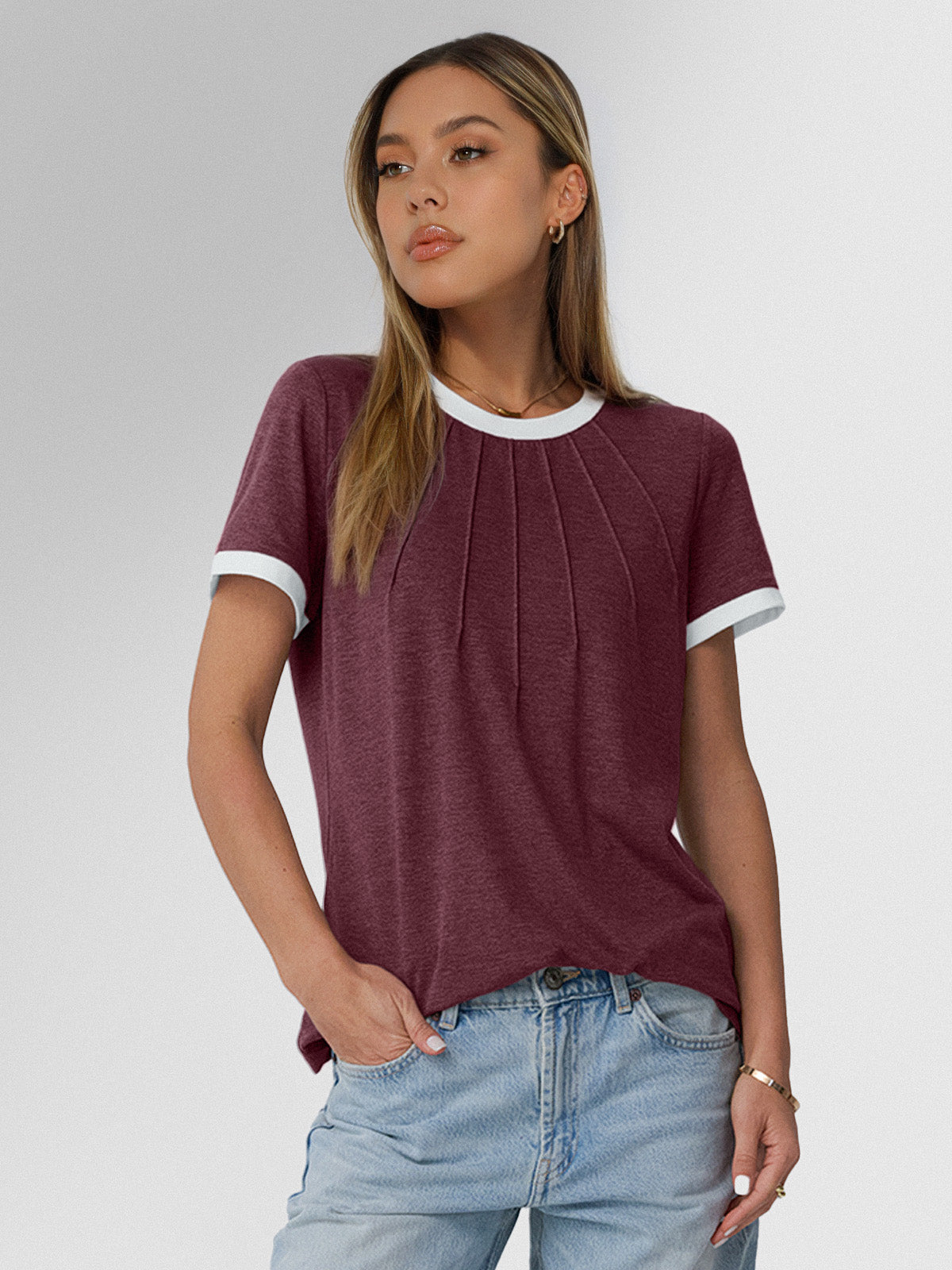 Automet Shirts for Women Summer Spring Tops Short Sleeve Oversized T Shirts Fashion Basic Casual Tee Clothes 2025