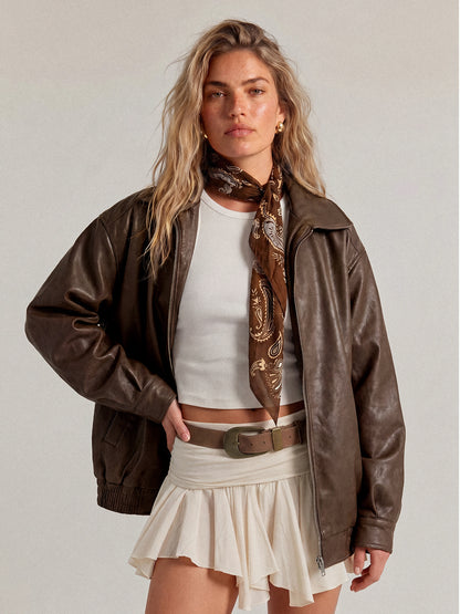 AUTOMET Giacche in pelle oversize da donna in finta pelle scamosciata Moda autunnale Cappotti da motociclista Abiti invernali Vestiti 2024