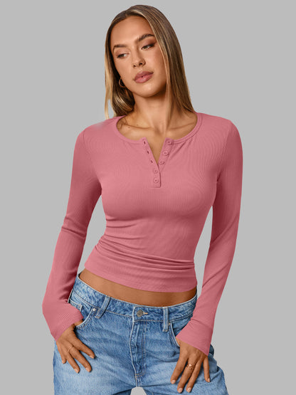 AUTOMET Women's 3-Pack Classic Henley Shirts