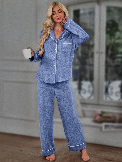 Automet Women‘s Long Sleeve Button-Down Pajama Set - Soft Minimalist Loungewear