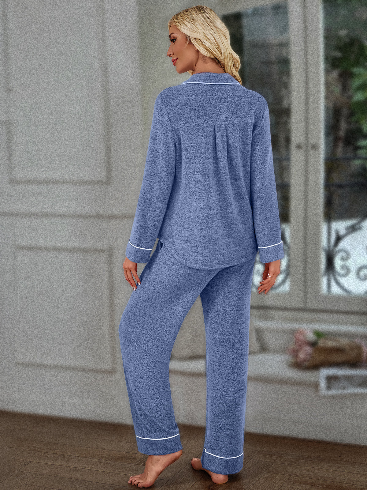 Automet Women‘s Long Sleeve Button-Down Pajama Set - Soft Minimalist Loungewear