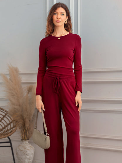 AUTOMET Women's Cropped Set with Draped Waist Detail