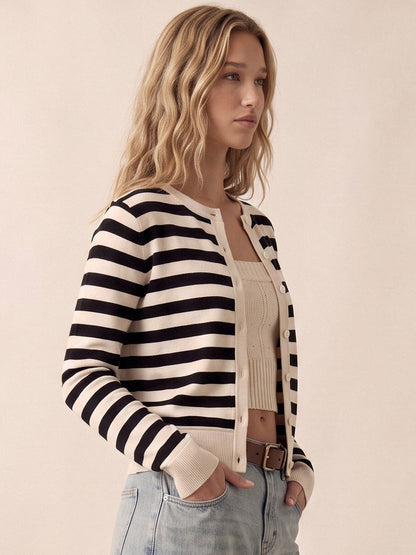 Women's 2-Way Cropped Cardigan | Button Front Knit Top, Ribbed Cuffs & Hem, Lightweight Layer for Work & Travel
