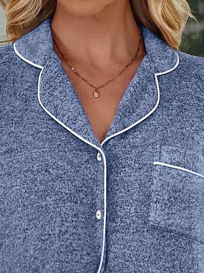 Automet Women‘s Long Sleeve Button-Down Pajama Set - Soft Minimalist Loungewear