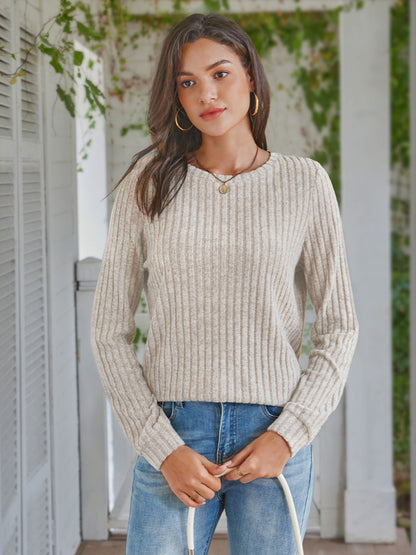 AUTOMET Women's Ribbed Lounge Set - Relaxed Long Sleeve Two-Piece