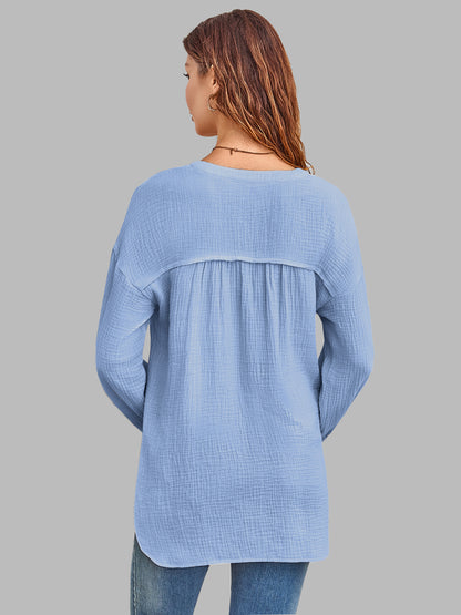 AUTOMET Women's Textured Cotton Long Sleeve Shirt