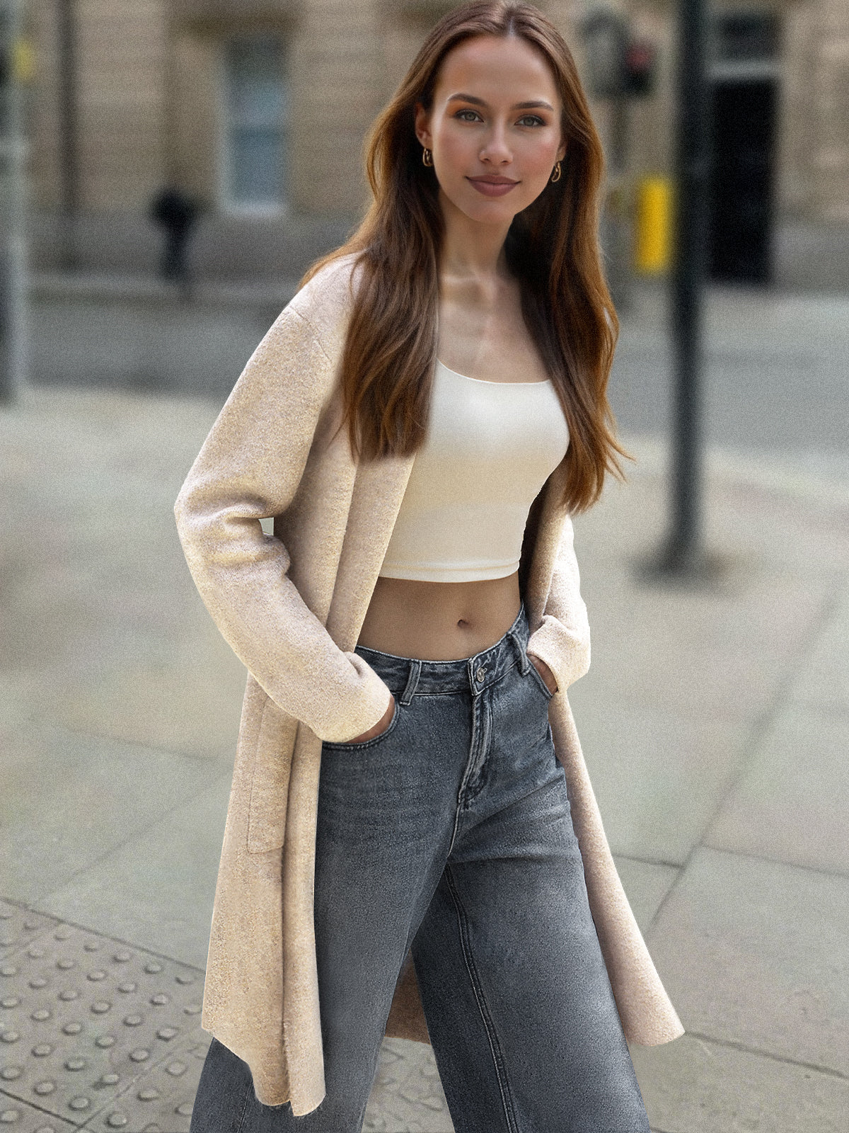 Automet Women‘s Long Open-Front Knit Coatigan | Dressy Casual Cardigan Coat