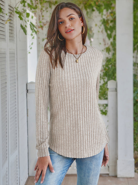 AUTOMET Women's Ribbed Lounge Set - Relaxed Long Sleeve Two-Piece