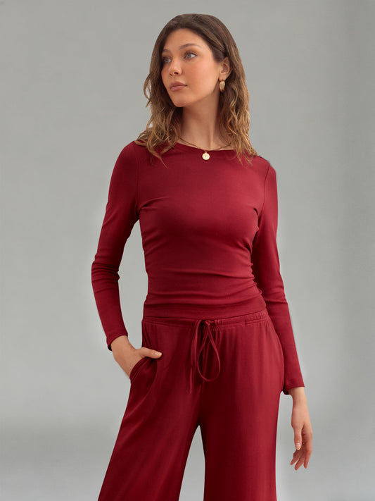 AUTOMET Women's Cropped Set with Draped Waist Detail