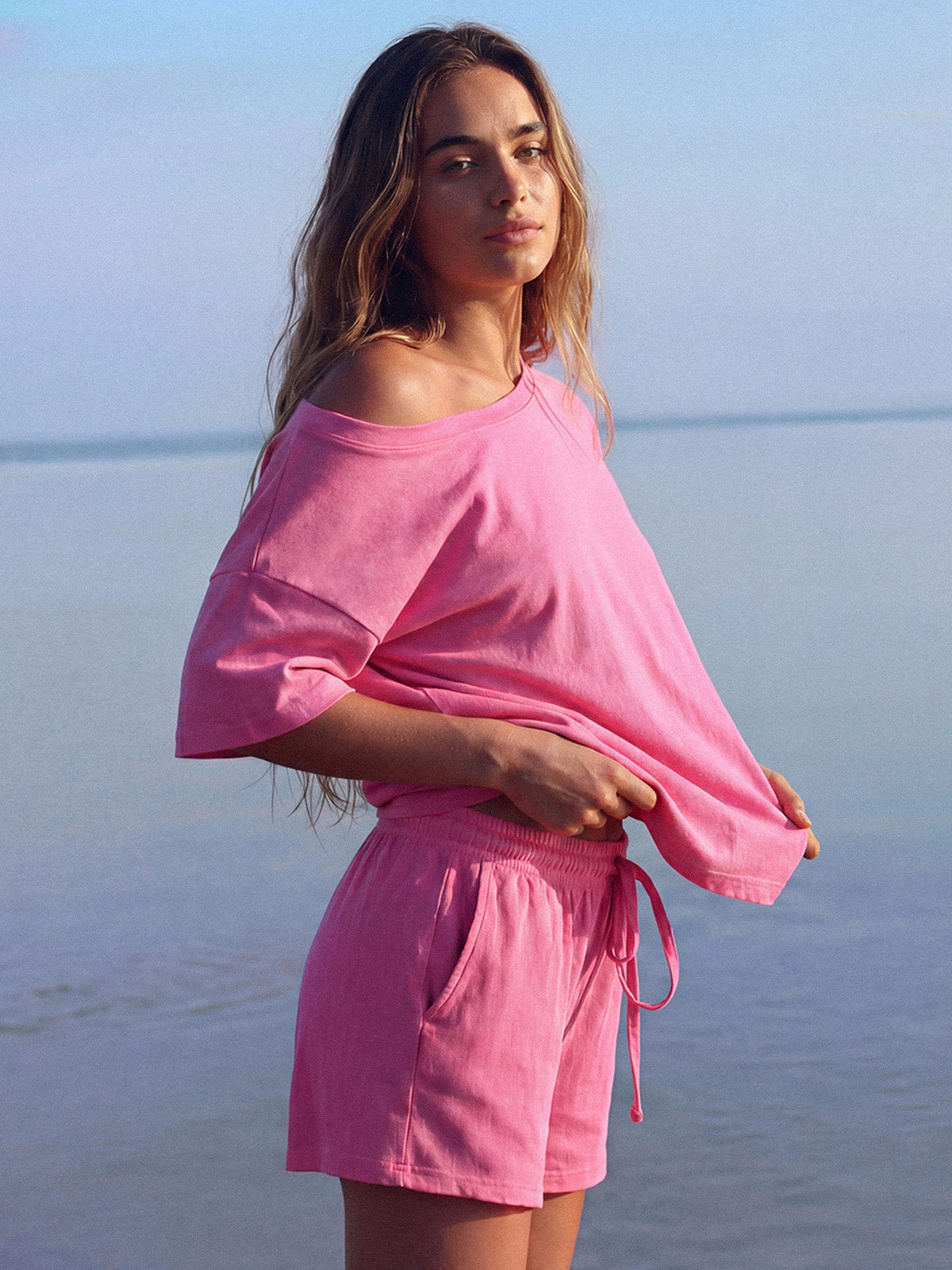 AUTOMET Boat Neck Three-Quarter Sleeve Top Set — Casual & Chic