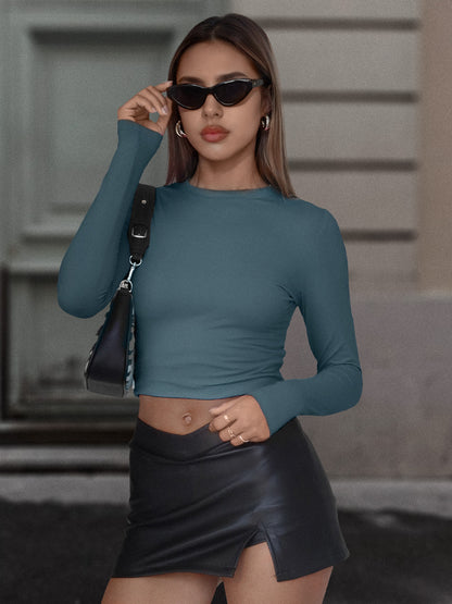 AUTOMET Womens 3 Piece Long Sleeve Shirts Basic Crop Tops Going Out Fall Fashion Underscrubs Layer Slim Fit Y2K Tops