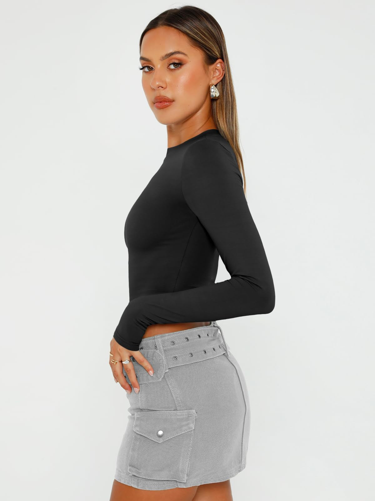AUTOMET Women's Long Sleeve Crop Tops 4 Packs Going Out Workout Double Lined Shirts 2026 Fall Outfits Cute Teen Girl Clothes
