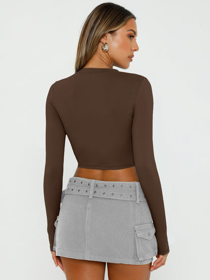 AUTOMET Women's Long Sleeve Crop Tops 4 Packs Going Out Workout Double Lined Shirts 2026 Fall Outfits Cute Teen Girl Clothes