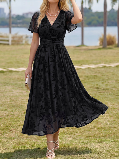 Summer Floral V Neck Maxi Dresses with Pockets