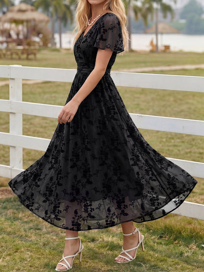 Summer Floral V Neck Maxi Dresses with Pockets