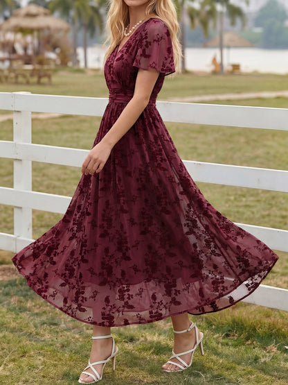 Summer Floral V Neck Maxi Dresses with Pockets