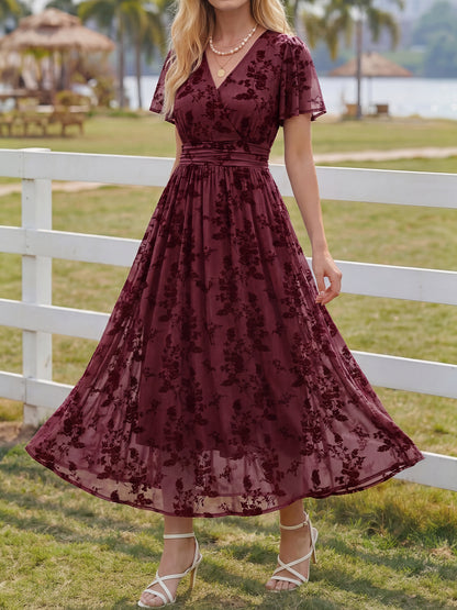 Summer Floral V Neck Maxi Dresses with Pockets