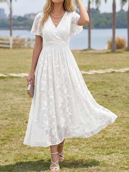 Summer Floral V Neck Maxi Dresses with Pockets
