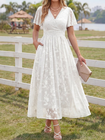 Summer Floral V Neck Maxi Dresses with Pockets