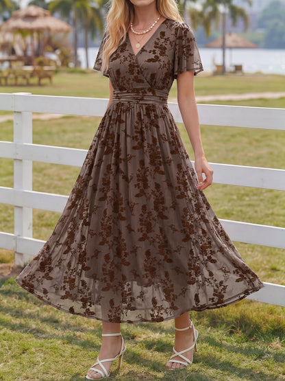 Summer Floral V Neck Maxi Dresses with Pockets