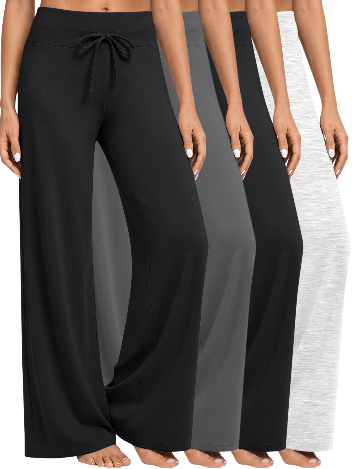 AUTOMET 4 Pack Womens Wide Leg Flowy Casual Lounge Pants 2026 Fall Fashion Cozy & Breathable Stretch Fabric, Casual Sweatpants, Drawstring Workout Pants, Soft Pajama Pants, Fall Outfits Clothes