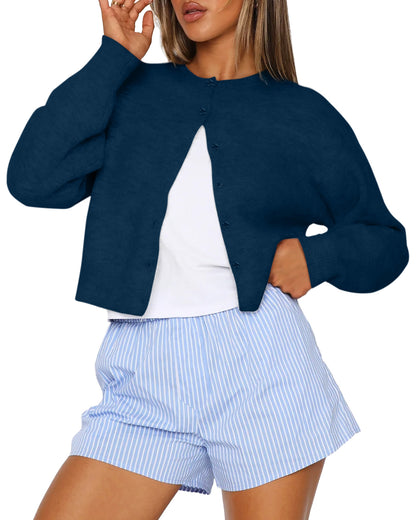 AUTOMET Women's Cropped Knit Cardigan