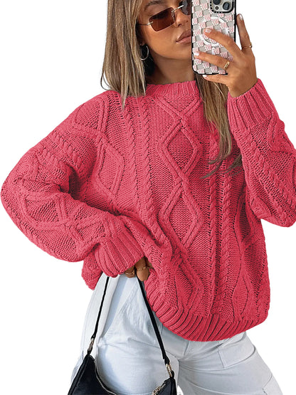 AUTOMET Women's Relaxed Fit Cable & Twist Knit Sweater