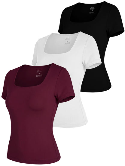 Women's Casual U-Neck Short Sleeve Top 3-Pack