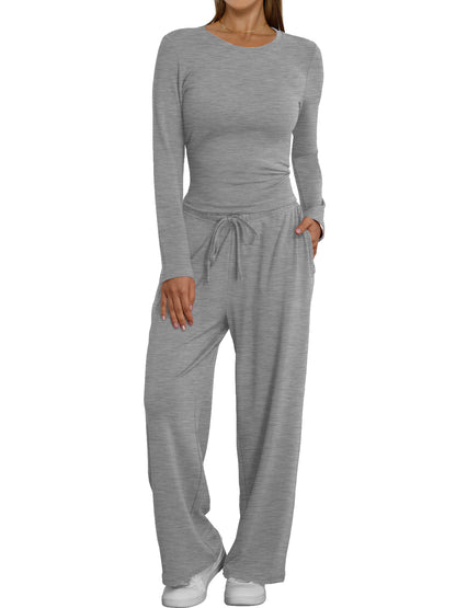 AUTOMET Women's Cropped Set with Draped Waist Detail