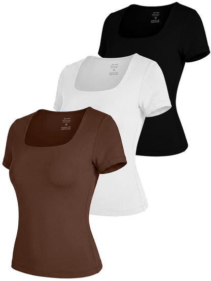 Women's Casual U-Neck Short Sleeve Top 3-Pack