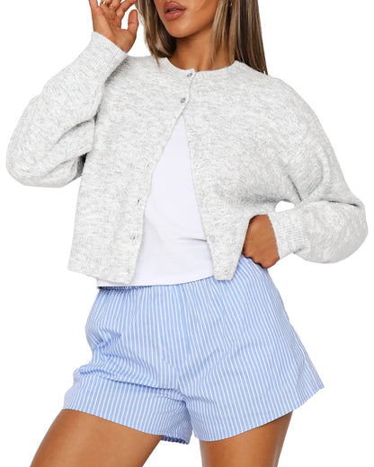 AUTOMET Women's Cropped Knit Cardigan