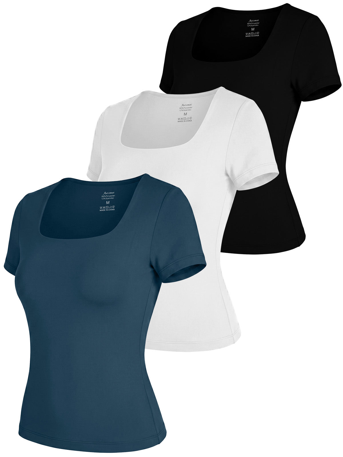 Women's Casual U-Neck Short Sleeve Top 3-Pack