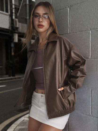 AUTOMET Giacche in pelle oversize da donna in finta pelle scamosciata Moda autunnale Cappotti da motociclista Abiti invernali Vestiti 2024